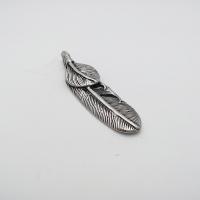 Bijoux pendentifs en acier inoxydable , forme de plume, unisexe, couleur originale, 17.1x59.1mm, Vendu par PC