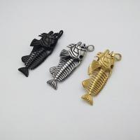 Bijoux pendentifs en acier inoxydable , Squelette de poisson, Placage, unisexe & noircir, plus de couleurs à choisir, 30.4x77.8mm, Vendu par PC