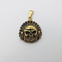 Stainless Steel Skull Pendants gold color plated Unisex & Halloween Jewelry Gift & blacken Sold By PC