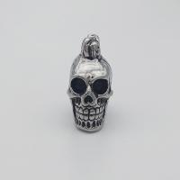 Stainless Steel Skull Pendants, Unisex & Halloween Jewelry Gift & blacken, original color, 24.3x28.9mm, Sold By PC