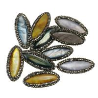 Arcilla Pave Abalorio, con Perlas cultivadas de agua dulce, Ojo de Caballo, con diamantes de imitación, color mixto, 14-16x35-37x4mm, agujero:aproximado 1mm, 10PCs/Grupo, Vendido por Grupo