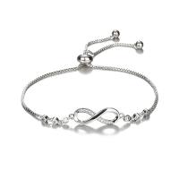 Zinc Alloy Bracelet Number 8 silver color plated adjustable & for woman & with rhinestone Sold Per Approx 9 Inch Strand