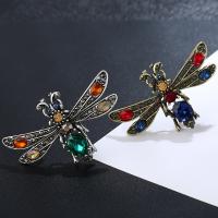 Tibetan Style Brooch, with Crystal, Dragonfly, plated, Unisex & faceted & with rhinestone, more colors for choice, nickel, lead & cadmium free, 50x30mm, Sold By PC