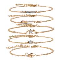 Zinc Alloy Bracelet Set bracelet with 1.18inch extender chain gold color plated adjustable & for woman & faceted & with rhinestone nickel lead & cadmium free Length Approx 5.9 Inch Sold By Set