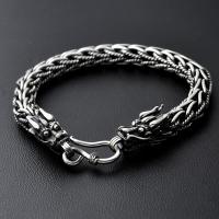 Thailand Sterling Silver Bracelet Dragon & wheat chain & for man 8mm Sold Per Approx 6.5 Inch Strand