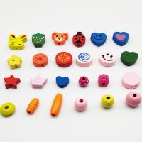 Wood Beads, for children, mixed colors, 6-25mm, Hole:Approx 1mm, Approx 2Bags/Lot, 400PCs/Bag, Sold By Lot