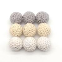 Wood Beads, with Cotton Thread, Round, DIY, more colors for choice, 20mm, Hole:Approx 1mm, 100PCs/Bag, Sold By Bag
