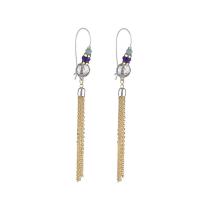 Tibetan Style Drop Earring, with Glass, iron kidney earring hook, plated, for woman, lead & cadmium free, 5x100mm, Sold By Pair
