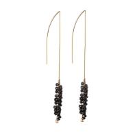 Tibetan Style Drop Earring, with Glass, iron earring hook, gold color plated, for woman, lead & cadmium free, 6x81mm, Sold By Pair