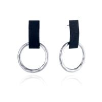 Zinklegierung Ohrringe, Edelstahl Stecker, rund, plattiert, für Frau, frei von Blei & Kadmium, 29x46mm, verkauft von Paar
