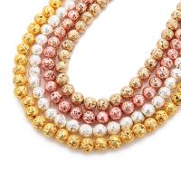 Natürliche Lava Perlen, rund, plattiert, verschiedene Größen vorhanden, keine, verkauft per ca. 15 ZollInch Strang