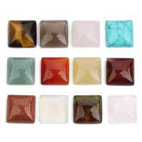Natural Gemstone Cabochons, Square, different materials for choice & flat back, 16mm, 5PCs/Bag, Sold By Bag