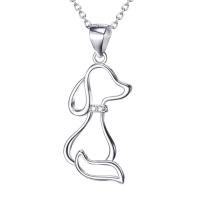 925 Sterling Silver Necklaces Dog platinum plated oval chain & for woman & with rhinestone & hollow nickel lead & cadmium free Sold Per Approx 18 Inch Strand