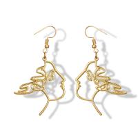 Tibetan Style Drop Earrings, iron earring hook, gold color plated, for woman, lead & cadmium free, 37x61mm, Sold By Pair