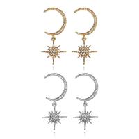 Zinc Alloy Drop Earrings stainless steel post pin plated for woman & with rhinestone lead & cadmium free Sold By Pair