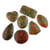 Natural Unakite Pendants, mixed, 42x41x7mm-33x60x7mm, Hole:Approx 1mm, 5PCs/Bag, Sold By Bag