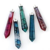 Gemstone Pendant, with Tibetan Style bail, mixed, 10x54x10mm, Hole:Approx 1.5mm, 5PCs/Bag, Sold By Bag