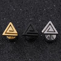 Titanium Steel Piercing Earring, Triangle, plated, Unisex, more colors for choice, 12mm, 8mm, 1.2mm, 10PCs/Lot, Sold By Lot