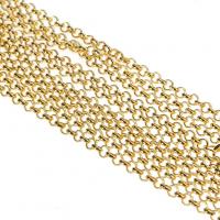 Jern Chain halskæde, forgyldt, Unisex & Rolo kæde, flere farver til valg, bly & cadmium fri, 2mm, Længde Ca. 31 inch, 10Strands/Lot, Solgt af Lot