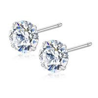 Brass Stud Earring, platinum plated, different size for choice & for woman & with cubic zirconia, nickel, lead & cadmium free, Sold By Pair