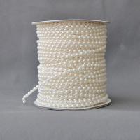 Grano guirnalda Strand, Perlas de plástico ABS, con carrete de papel & carrete de plástico, Cúpula, beige, 4mm, 50m/UD, 50m/UD, Vendido por UD