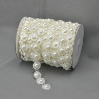 Garland-Strang Perlen, ABS-Kunststoff-Perlen, mit Kunststoffspule, Blume, beige, 16mm, 15m/PC, 15m/PC, verkauft von PC
