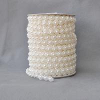 Garland-Strang Perlen, ABS-Kunststoff-Perlen, mit Kunststoffspule, Blume, beige, 10mm, 25m/PC, 25m/PC, verkauft von PC