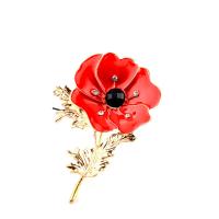 Tibetan Style Brooches, Flower, plated, Unisex & enamel & with rhinestone, more colors for choice, nickel, lead & cadmium free, 43x66mm, Sold By PC