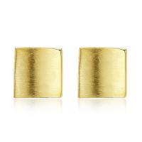 Brass Stud Earring, Rectangle, plated, for woman, more colors for choice, nickel, lead & cadmium free, 6x7mm, Sold By Pair