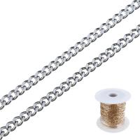 Stainless Steel Curb Chain, with plastic spool, different size for choice, original color, 25m/Spool, Sold By Spool