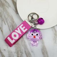 Acrylic Key Chain with Nylon & Iron & Zinc Alloy Dog silver color plated with letter pattern nickel lead & cadmium free Sold By PC