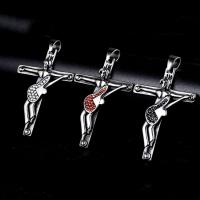 Stainless Steel Cross Pendants, plated, with rhinestone & blacken, more colors for choice, 41x61mm, Hole:Approx 3-5mm, Sold By PC