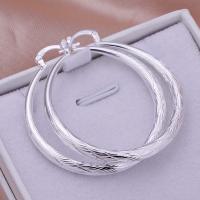 Brass Hoop Earring, silver color plated, for woman, nickel, lead & cadmium free, 40x40mm, Sold By Pair