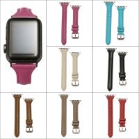 Läder Watch Band, med Glas, plated, för Apple Watch & olika storlek för val, fler färger för val, Såld Per Ca 8.7 inch Strand