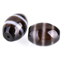 Perles agate dzi tibétaine naturelle, agate Tibétaine, ovale, bande & deux tons, 10x12mm, Trou:Environ 2mm, Vendu par PC