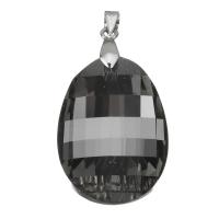 Stainless Steel Pendant with Crystal Flat Oval faceted original color Approx 3.5mm Sold By PC