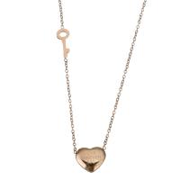 Stainless Steel Jewelry Necklace, with 2Inch extender chain, heart and key, word love forever, rose gold color plated, oval chain & with letter pattern & for woman, 12x9.5mm, 1.2mm, Sold Per Approx 15 Inch Strand
