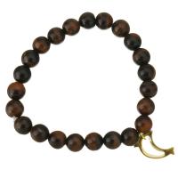 Tiger Eye Bracelet with Stainless Steel Dolphin gold color plated charm bracelet & for woman 9mm Sold Per Approx 7 Inch Strand