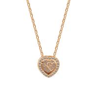 925 Sterling Silver Necklaces Heart plated oval chain & for woman & with rhinestone Sold Per Approx 18 Inch Strand
