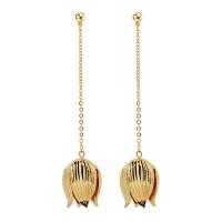Zinc Alloy Drop Earrings Flower 18K gold plated for woman Sold By Pair