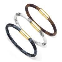 Cowhide Bracelet zinc alloy magnetic clasp gold color plated Unisex 5mm Sold Per Approx 8.3 Inch Strand