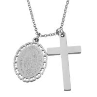 Stainless Steel Jewelry Necklace, with 2Inch extender chain, Christian Jewelry & oval chain & for woman, original color, 16.5x23mm, 17x29mm, 1.5mm, Sold Per Approx 19 Inch Strand