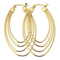 Acier inoxydable Levier Retour Earring, Placage de couleur d'or, pour femme, 33x56mm, Vendu par paire