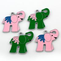 Tibetan Style Animal Pendants, Elephant, platinum color plated, enamel, more colors for choice, lead & cadmium free, 26x24x2mm, Hole:Approx 1.5mm, 10PCs/Bag, Sold By Bag