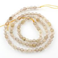 Rutilated Quartz Beads, Round, faceted, 4.5mm, Hole:Approx 1mm, Sold Per Approx 15 Inch Strand