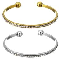 Stainless Steel Bangle plated for woman & with rhinestone 3.5mm 8mm Inner Approx Sold By PC