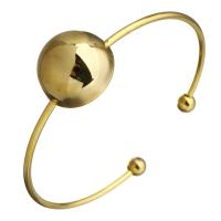 Bracelete de aço inoxidável, cromado de cor dourada, para mulher, 20mm, 2mm, 6mm, Diametro interno:Aprox 62x57mm, vendido por PC