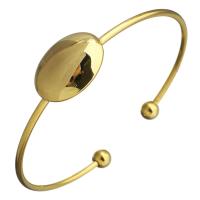 Bracelet en acier inoxydable, ovale plat, Placage de couleur d'or, pour femme, 15.5mm, 2mm, 6mm, Diamètre intérieur:Environ 59x57mm, Vendu par PC
