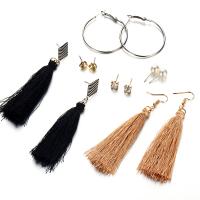 Zinc Alloy Earring Set with Cotton Cord & Plastic Pearl plated for woman & with rhinestone & mixed nickel lead & cadmium free 5-90mm Sold By Lot