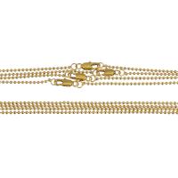 Messingkette Halskette, Messing, goldfarben plattiert, Kugelkette, frei von Nickel, Blei & Kadmium, 1x1.30x1.30mm, verkauft per ca. 17.5 ZollInch Strang